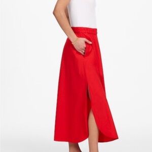 Madewell red poplin maxi skirt